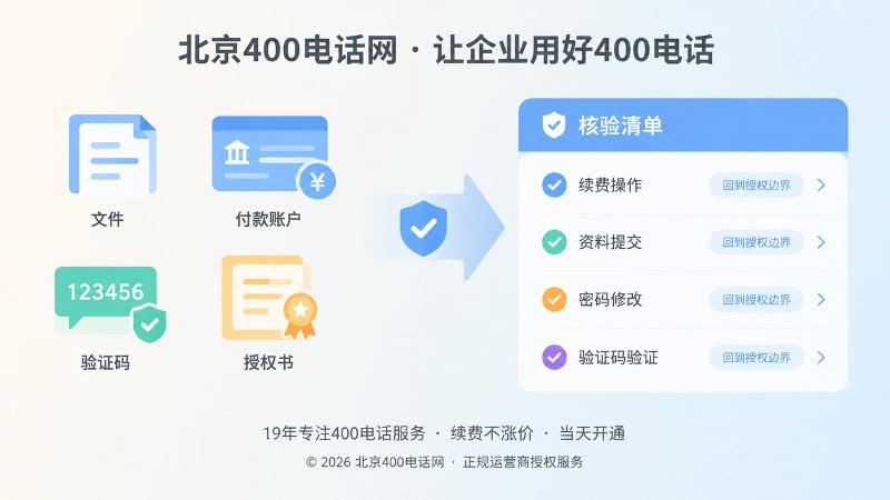 400电话续费资料变更核验清单示意图